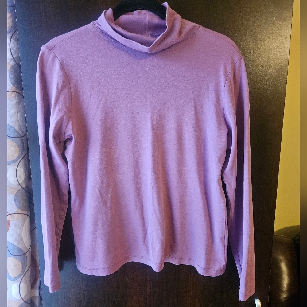 L.L. Bean Purple Cotton Turtleneck Size Medium